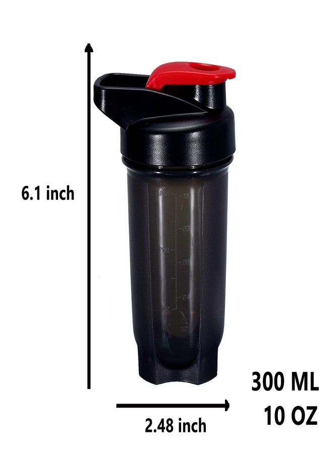 GAISHION Shaker Bottle Protein Shakes Cup and 10-Ounce/300ML ShakerBottle with Whisk Balls, Protein ShakerBottles Set,Non-BPA plastic (Black+Grey(2PCS)) - Image 2